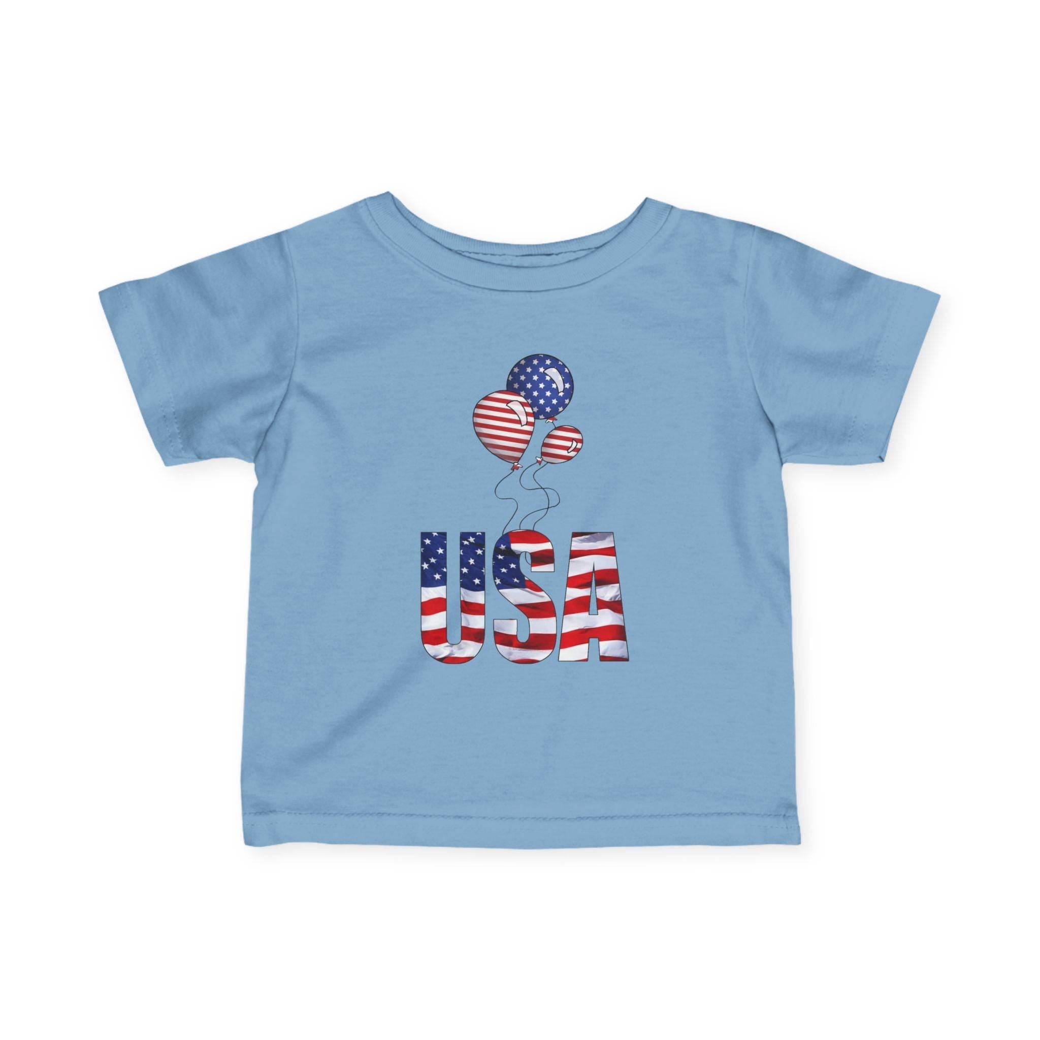 Infant Tee - USA Flag Balloons Graphic (Patriotic 4th of July Baby Shirt).