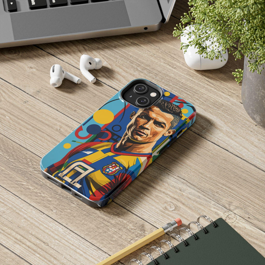 Portugal  legend Pop Art Tough Phone Case — Colorful Soccer Legend Protective Cover.