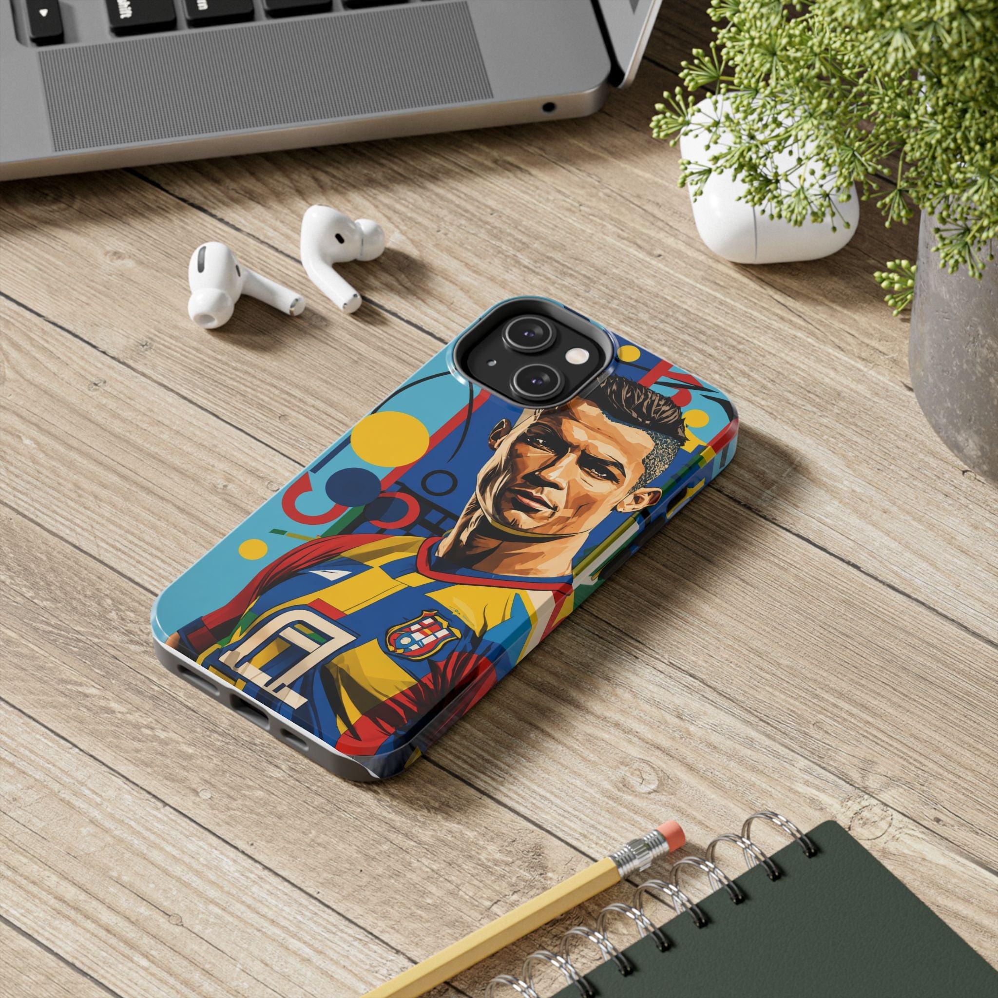 Portugal  legend Pop Art Tough Phone Case — Colorful Soccer Legend Protective Cover.