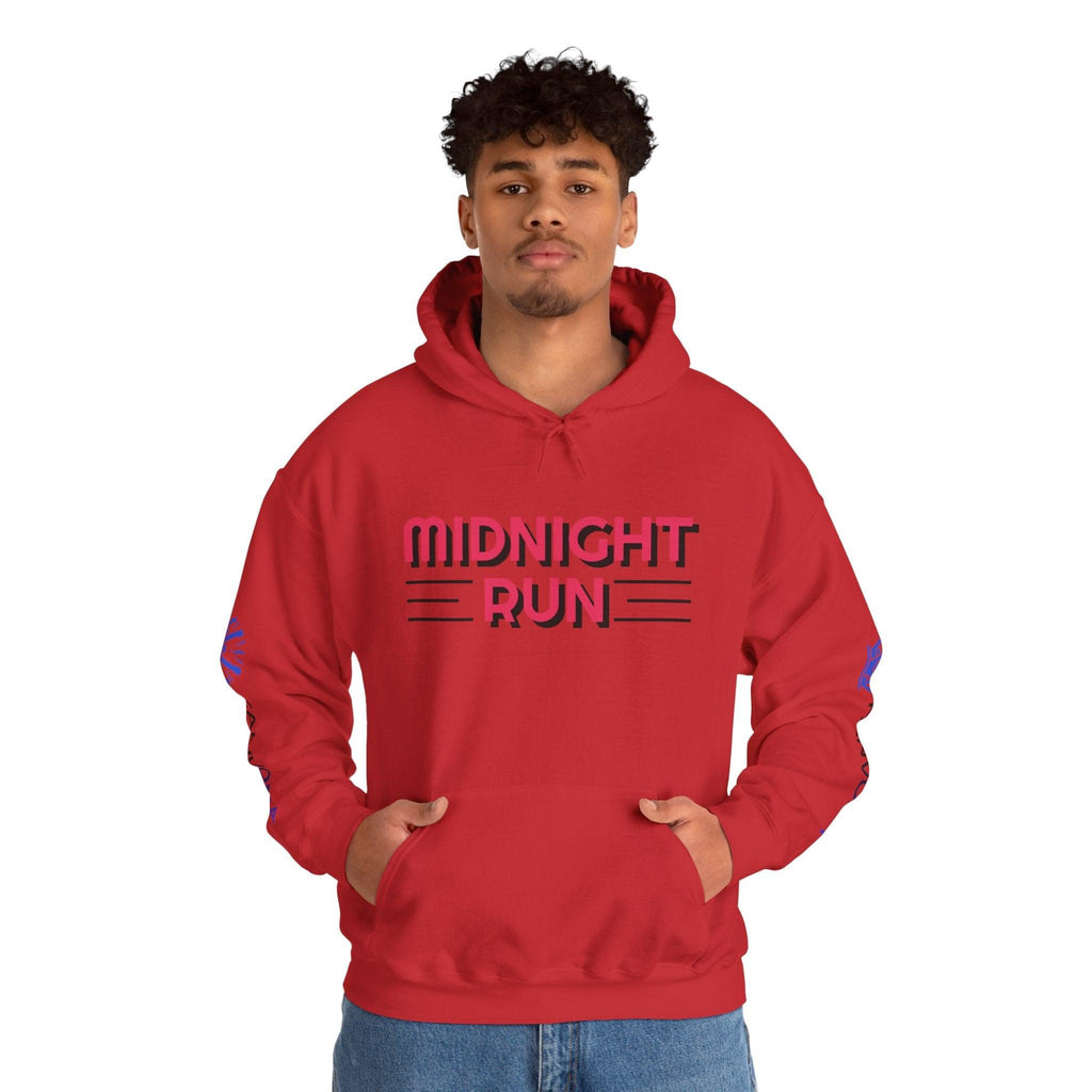 Unisex Midnight Run Hoodie — Retro Palm Beach Graphic Hooded Sweatshirt.