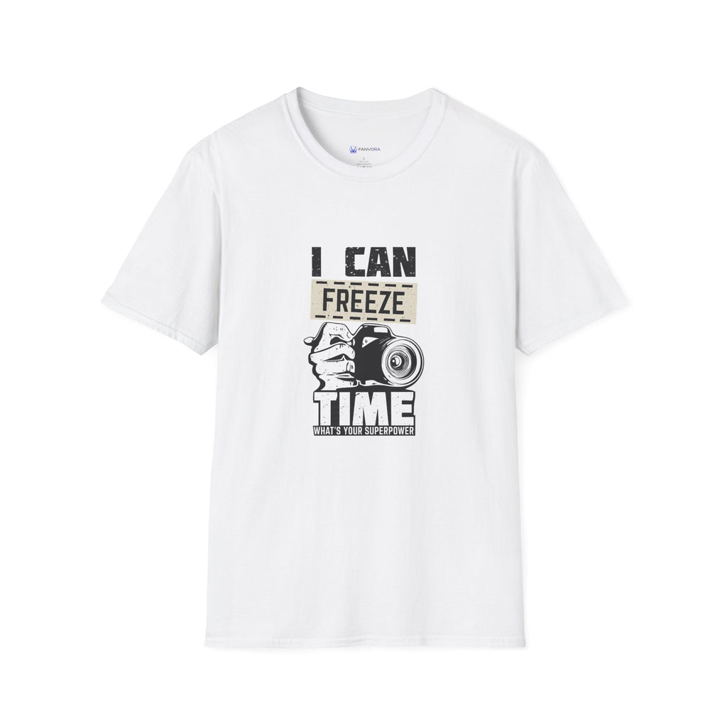 I Can Freeze Time Camera T‑Shirt — Vintage Photographer Quote Tee