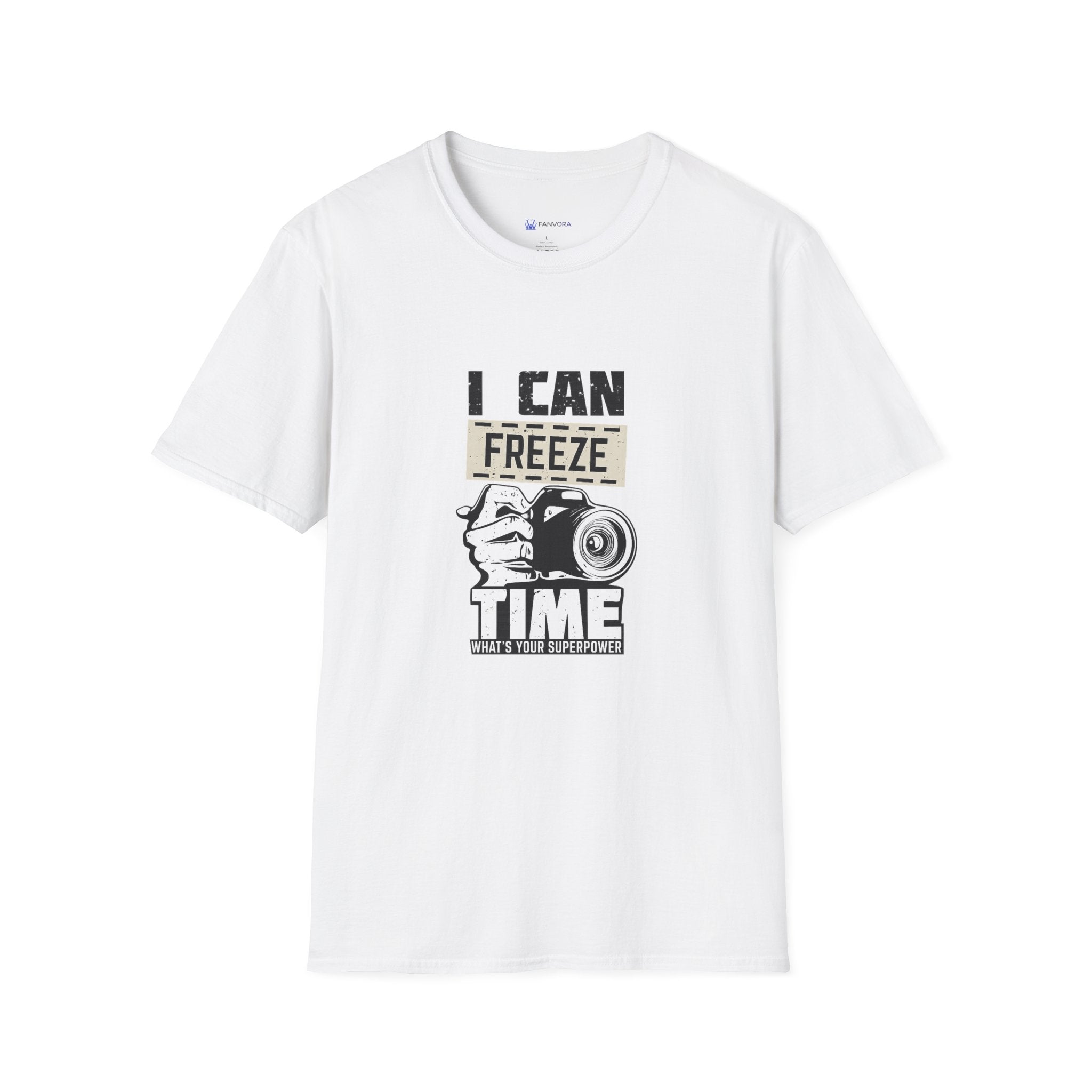 I Can Freeze Time Camera T‑Shirt — Vintage Photographer Quote Tee