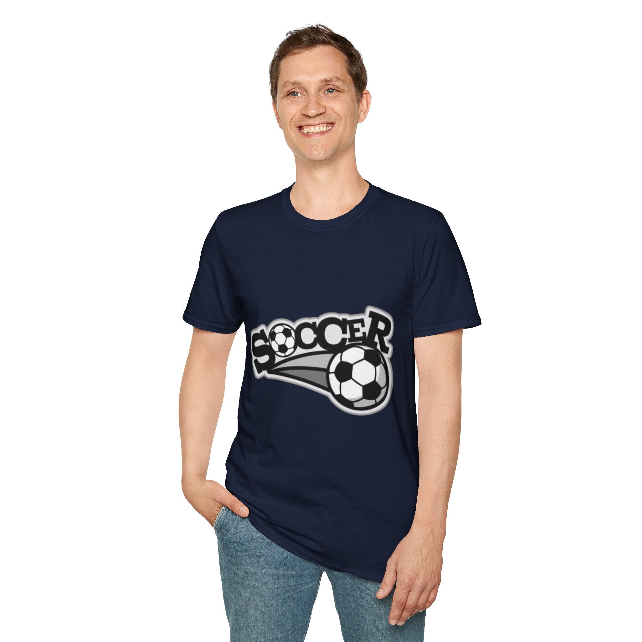 Soccer Graphic T‑Shirt — Retro Black & White Soccer Logo Tee
