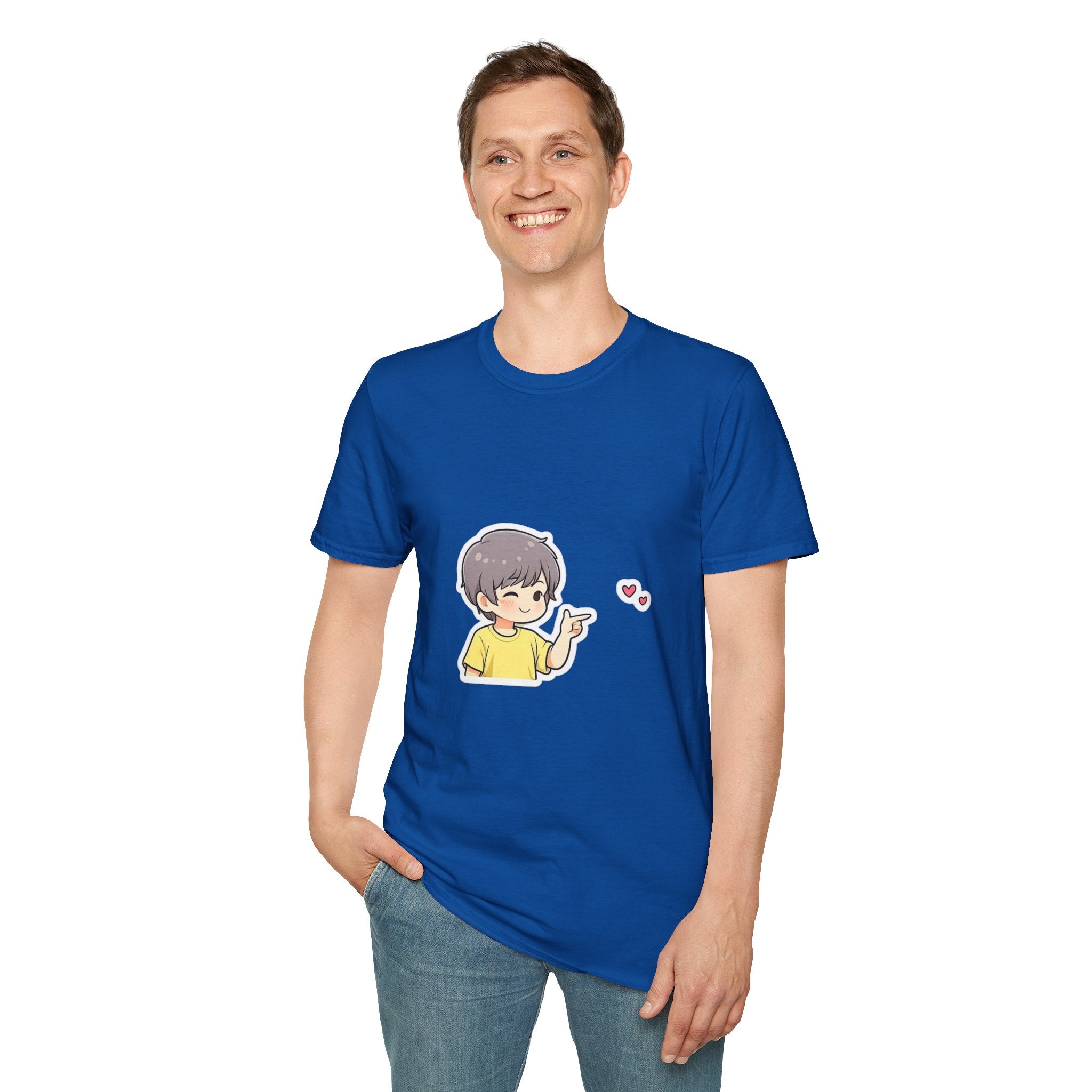 Cute Boy Waving Hearts T-Shirt — Cute Kawaii Cartoon Graphic Tee