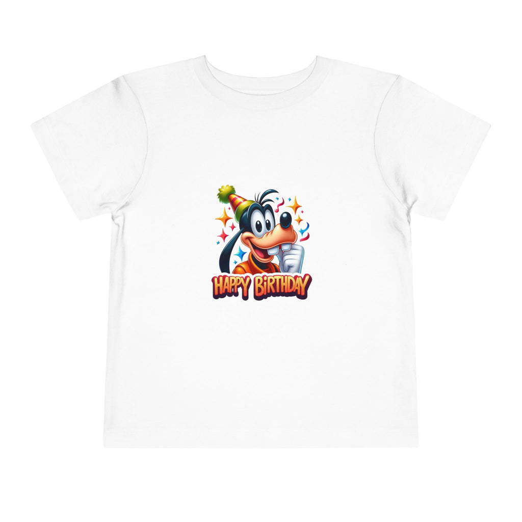 Toddler Tee — Cute Cartoon Dog "Happy Birthday" Kids Shirt