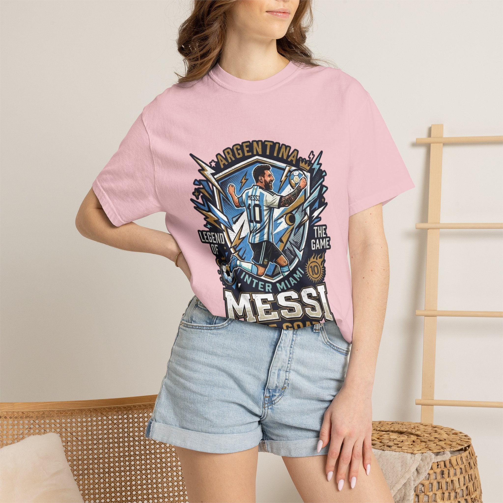 Messi "The GOAT" Soccer T-Shirt - Argentina Fan Version