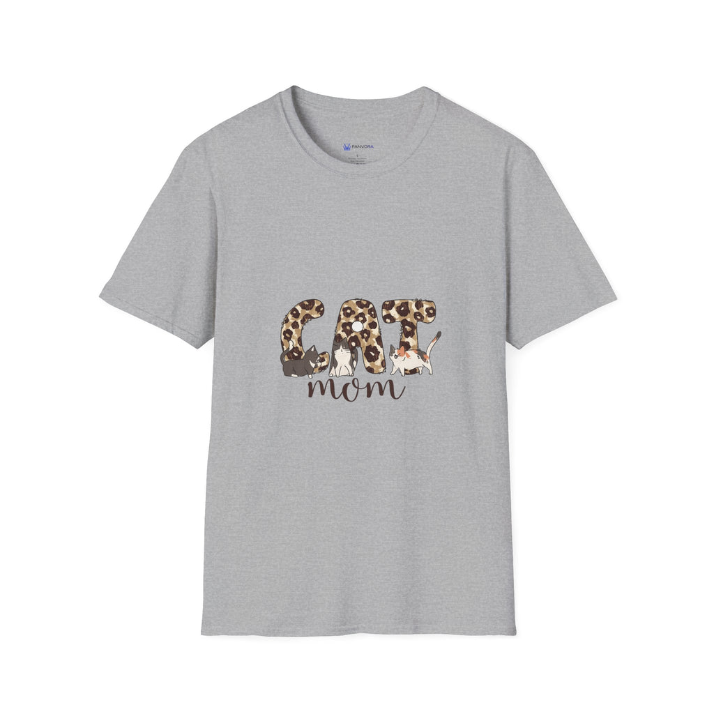 Cat Mom Leopard Print T-Shirt — Cute Graphic Tee for Cat Lovers