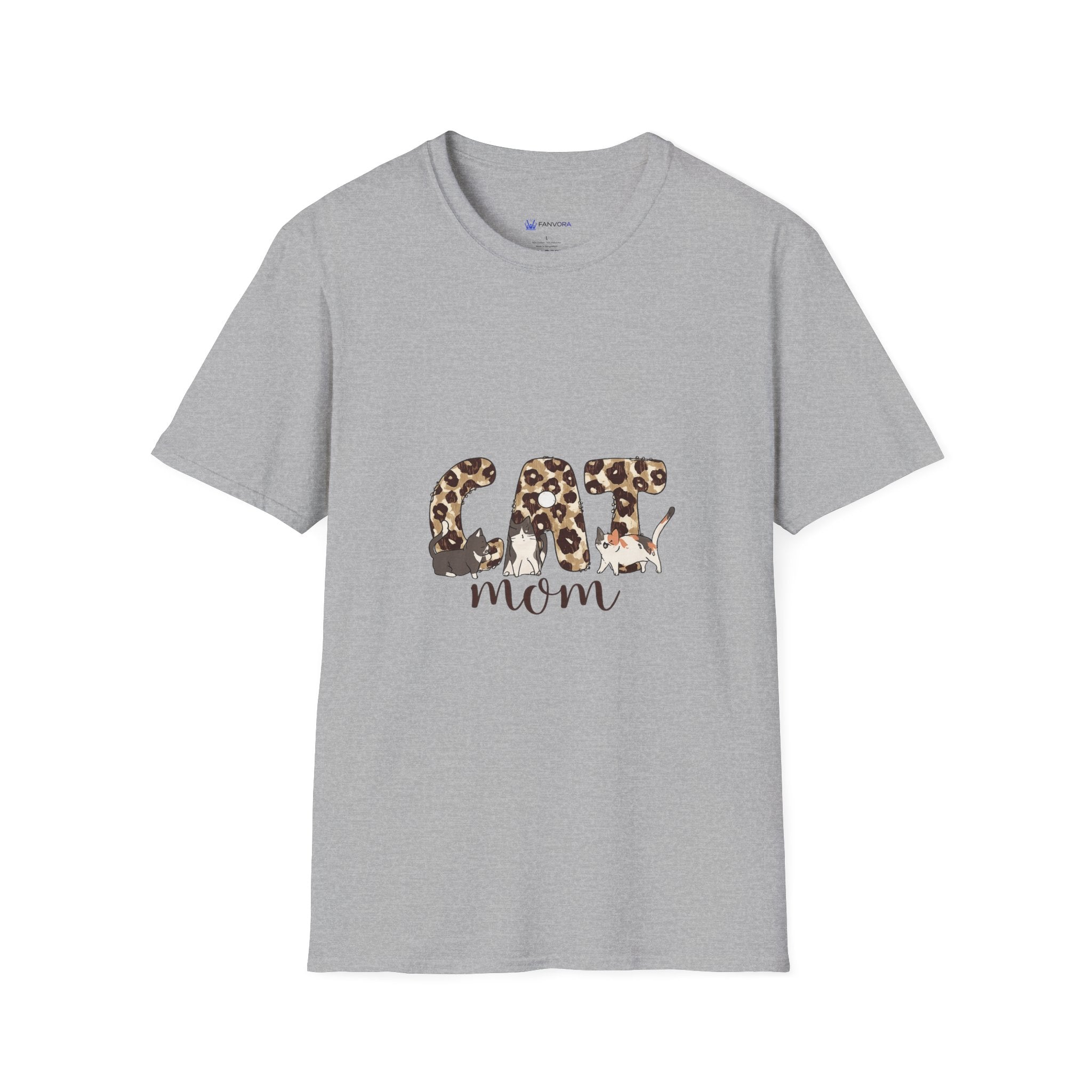 Cat Mom Leopard Print T-Shirt — Cute Graphic Tee for Cat Lovers