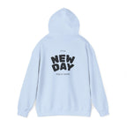 New Day Hoodie — "I'm Happy" Minimal Positive Graphic Sweatshirt.