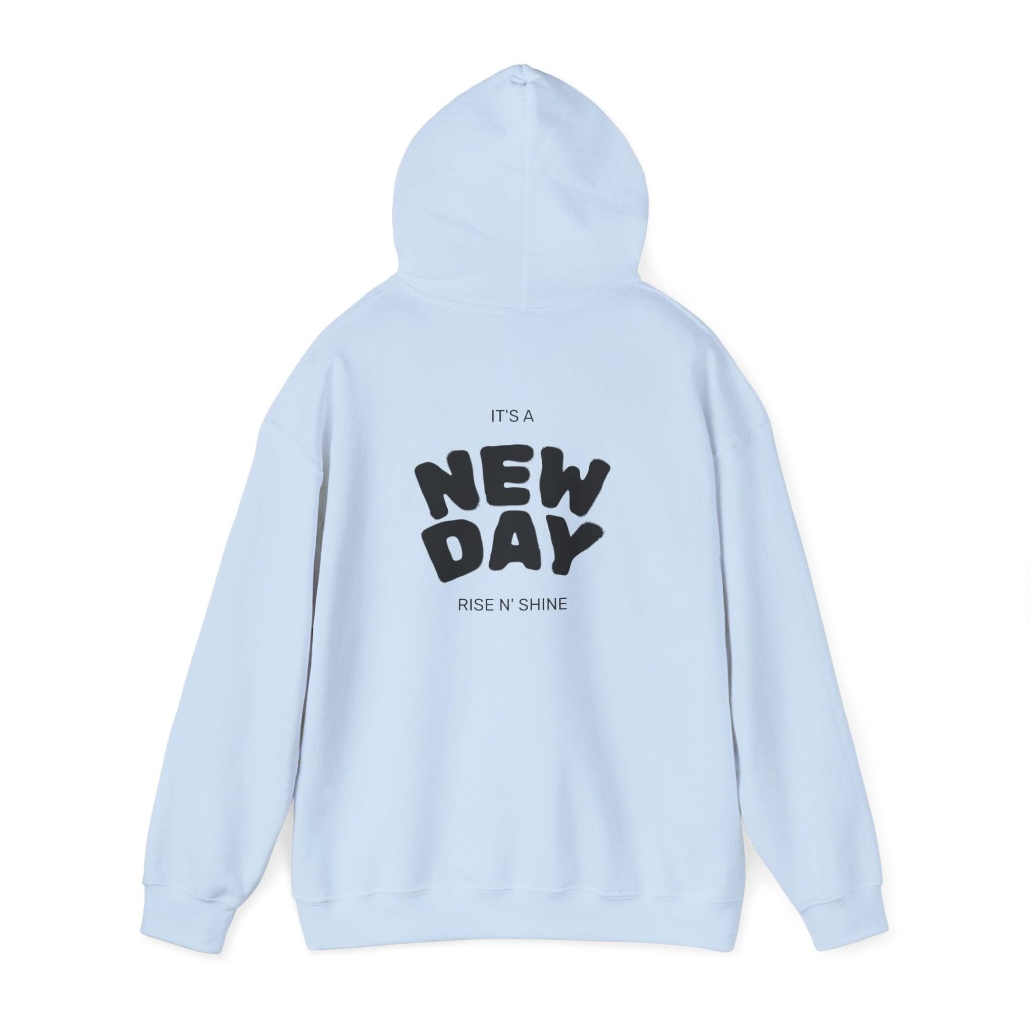 New Day Hoodie — "I'm Happy" Minimal Positive Graphic Sweatshirt.