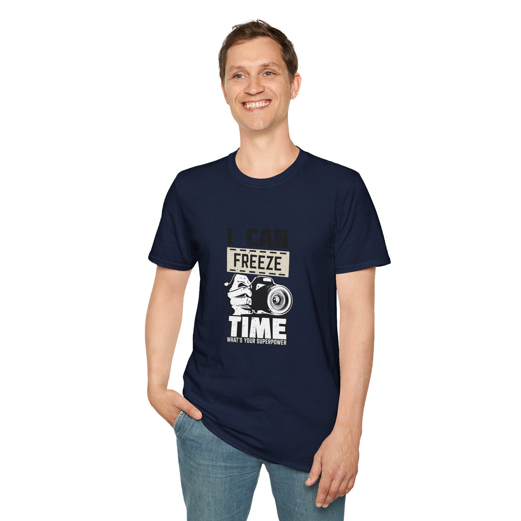 I Can Freeze Time Camera T‑Shirt — Vintage Photographer Quote Tee