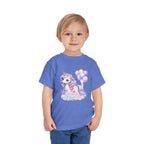 Toddler Tee — Pastel Unicorn "Happy Birthday" Shirt with Balloons