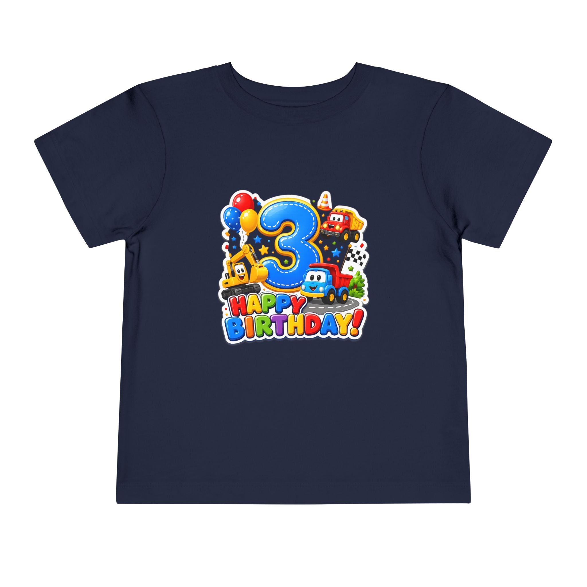 Toddler Birthday Tee — "3" Race Car Happy Birthday Shirt