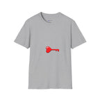 Heart Key T-Shirt — Minimal Red Key Heart Graphic Tee