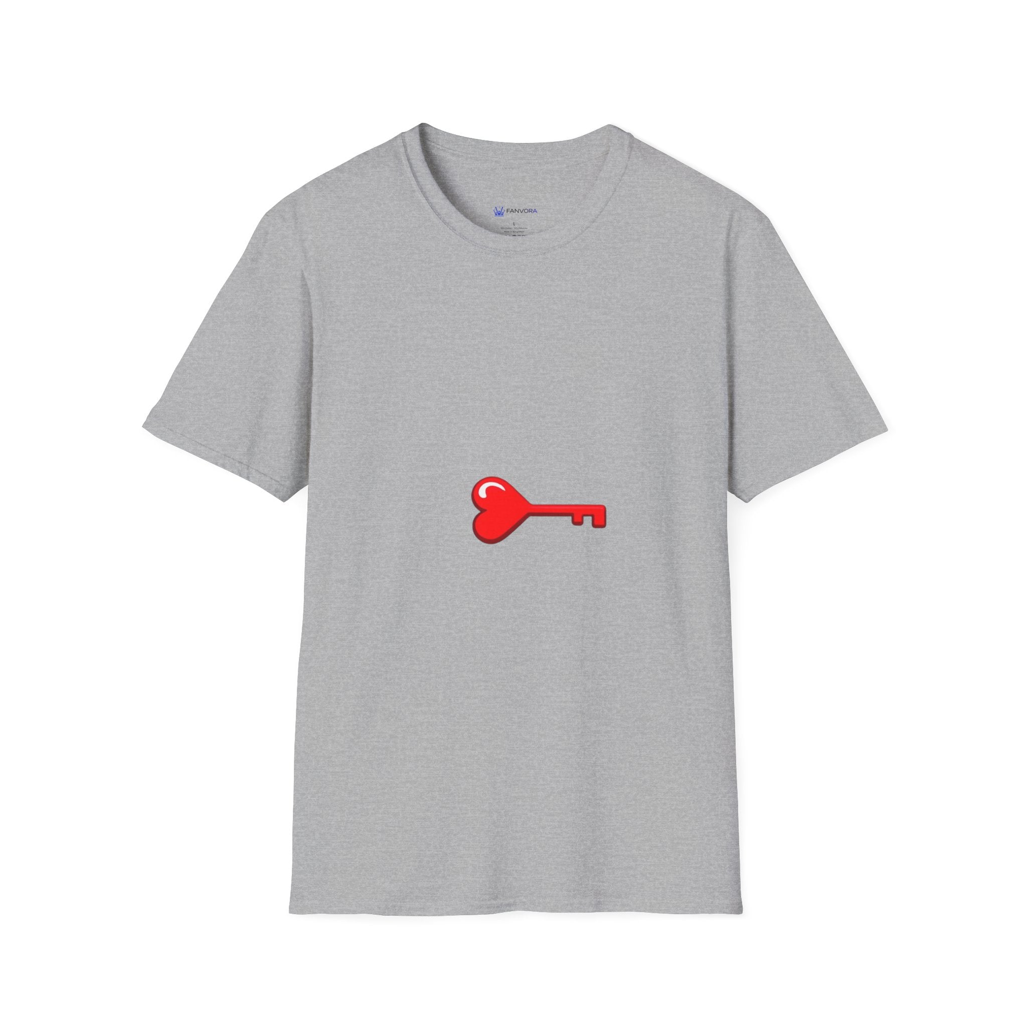Heart Key T-Shirt — Minimal Red Key Heart Graphic Tee