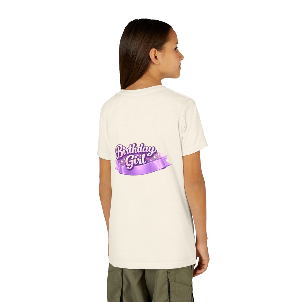 Girls' 5th Birthday Tee - 'Happy Birthday' Glitter Stars Design