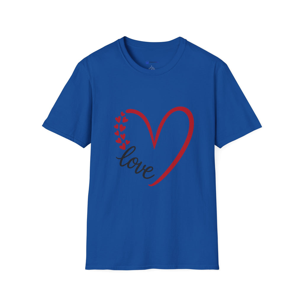 T-Shirt — Love Heart Design with Script 'love' | Romantic Valentine's Tee