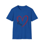 T-Shirt — Love Heart Design with Script 'love' | Romantic Valentine's Tee