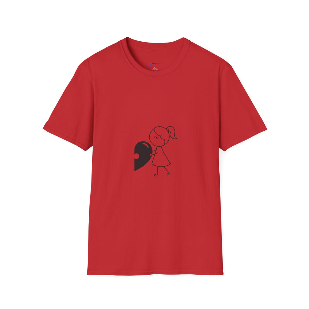 T-Shirt — Minimal Cute Girl Holding Heart Graphic Tee