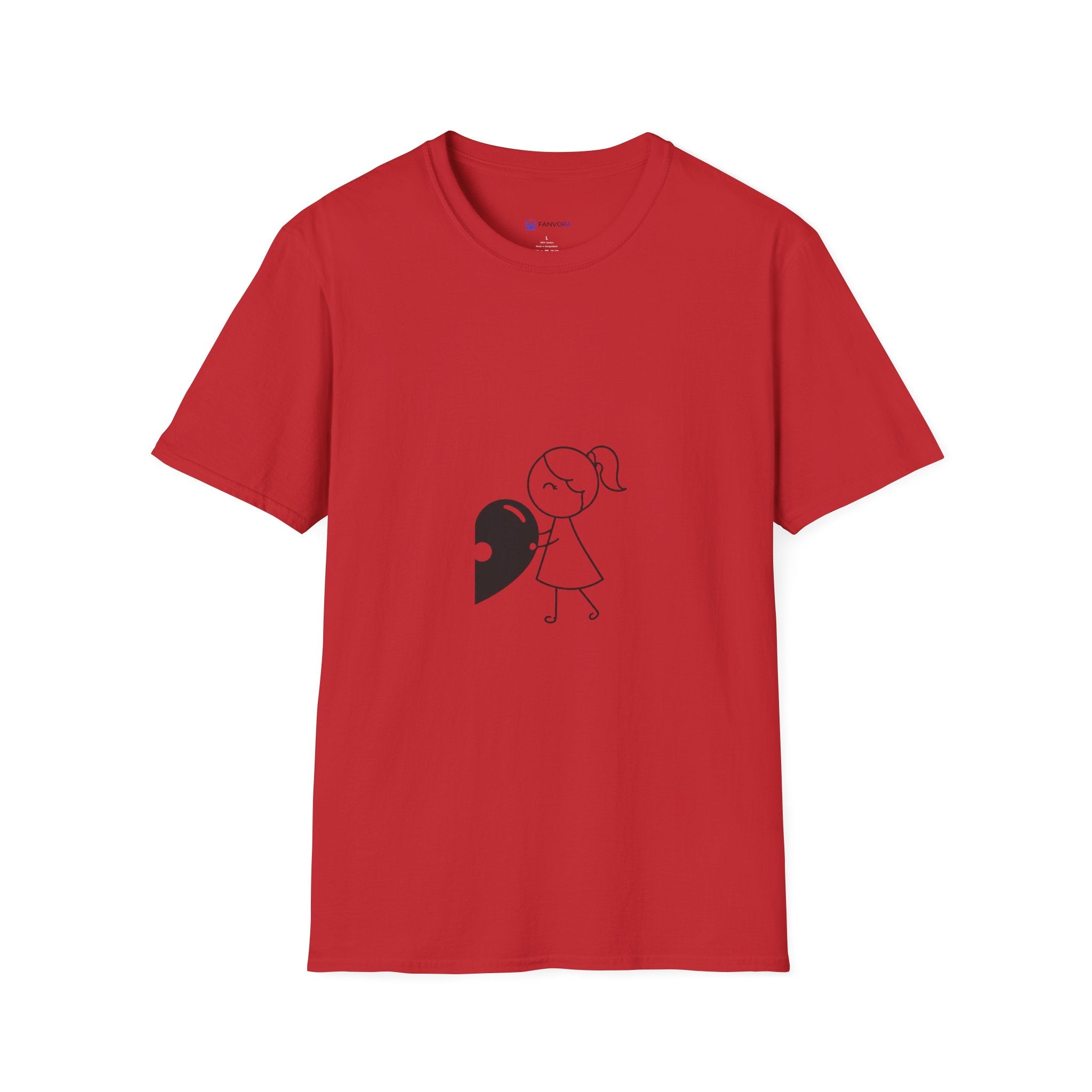T-Shirt — Minimal Cute Girl Holding Heart Graphic Tee