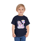 Toddler Tee — Pastel Unicorn "Happy Birthday" Shirt with Balloons