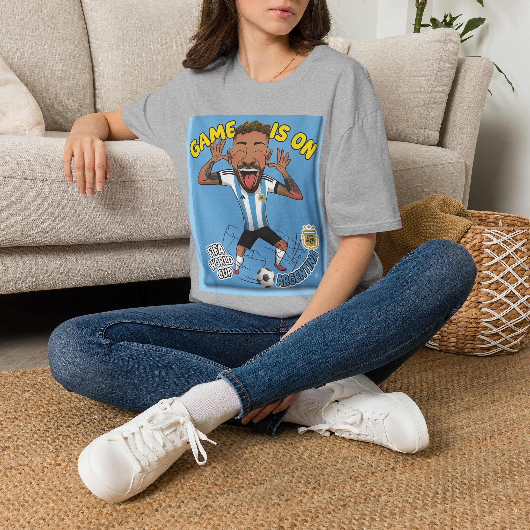 Soccer Fan T-Shirt — "Game Is On" Cartoon Player Graphic