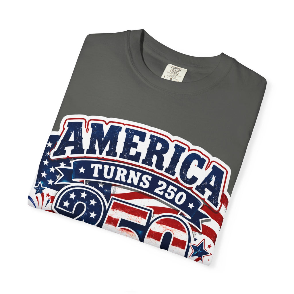 America Turns 250 T-Shirt – "Freedom Looks Good For Its Age" Patriotic 4th of July Tee