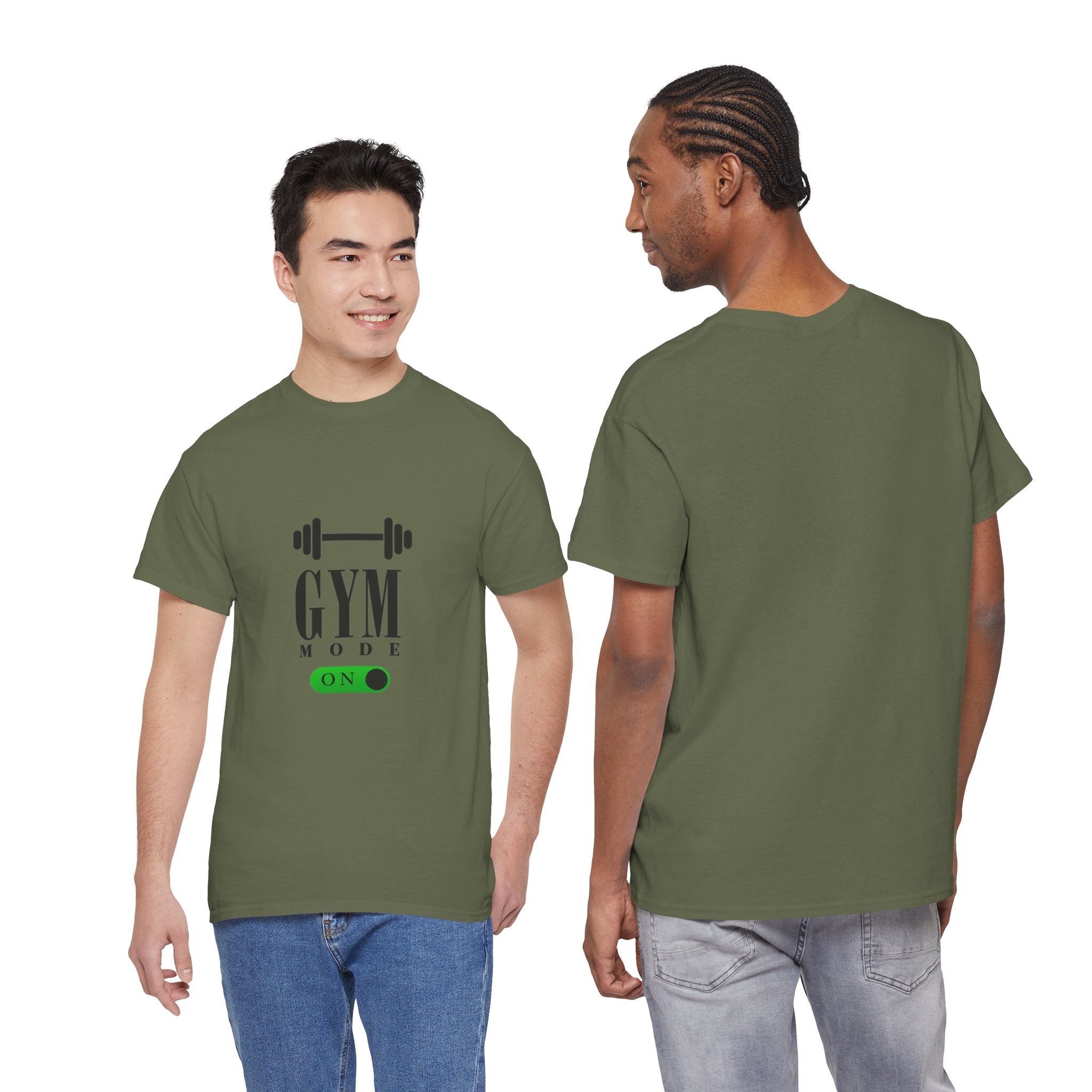 Gym Mode On T-Shirt — Workout Tee with Barbell Graphic