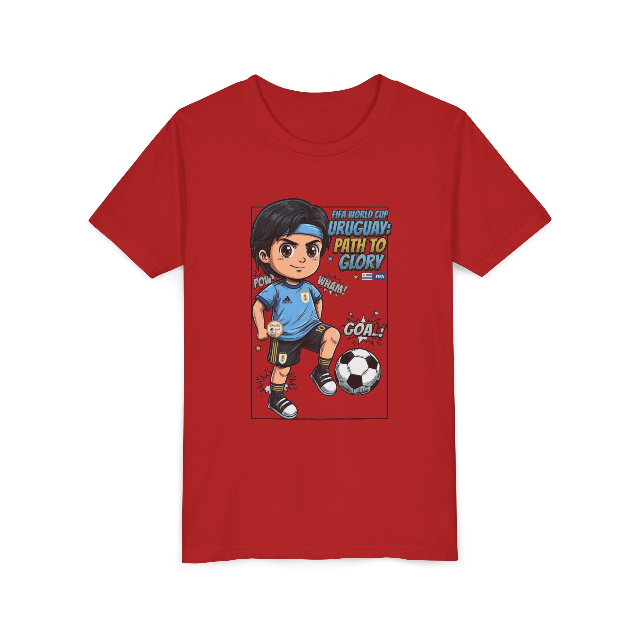 Youth Soccer Tee – Cute Cartoon Player "Ready to Score" Kids Jersey