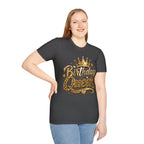 Birthday Queen T‑Shirt — Gold Crown & Leopard Print Celebration Tee