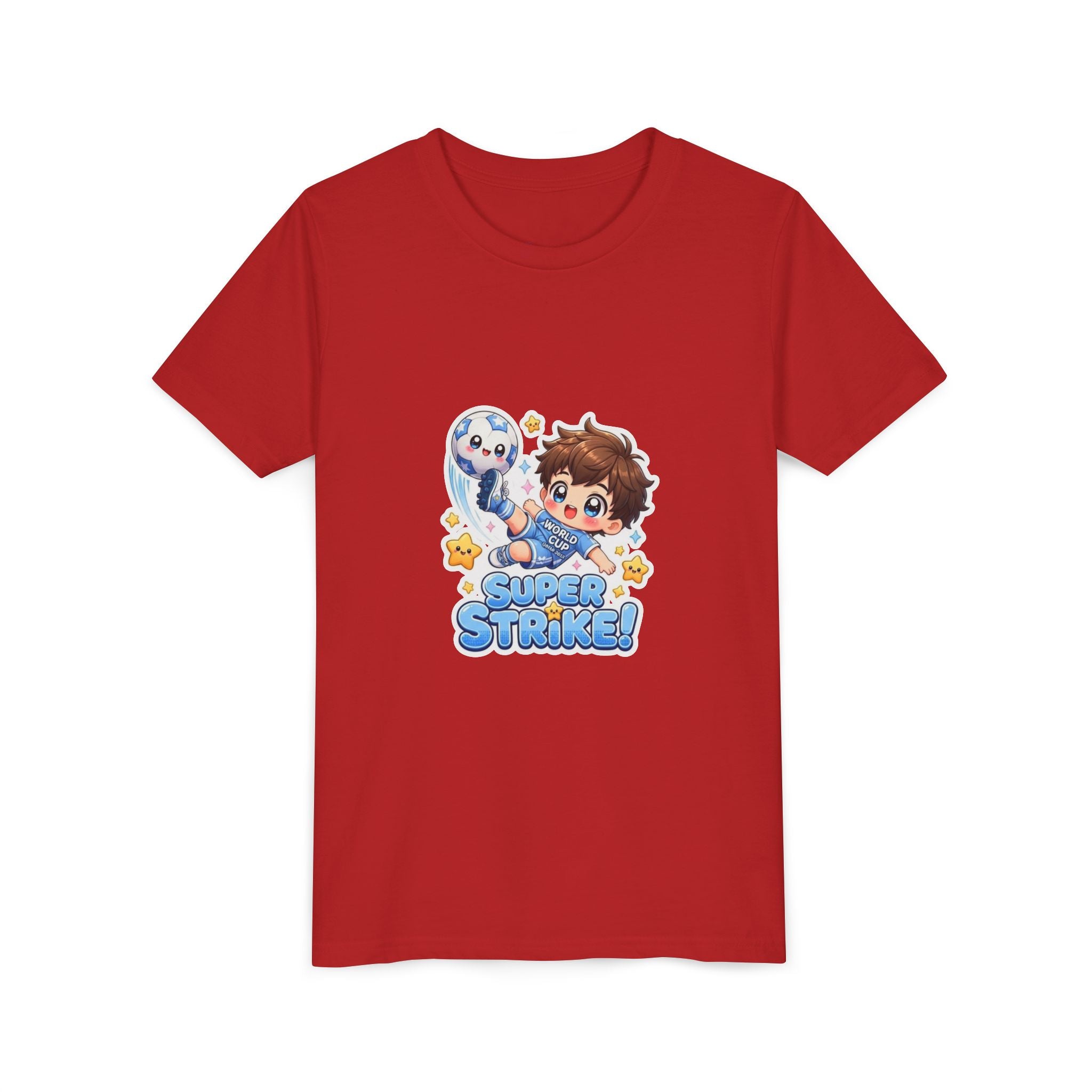 Youth Tee - Cute 'Super Strike!' Soccer Boy Graphic