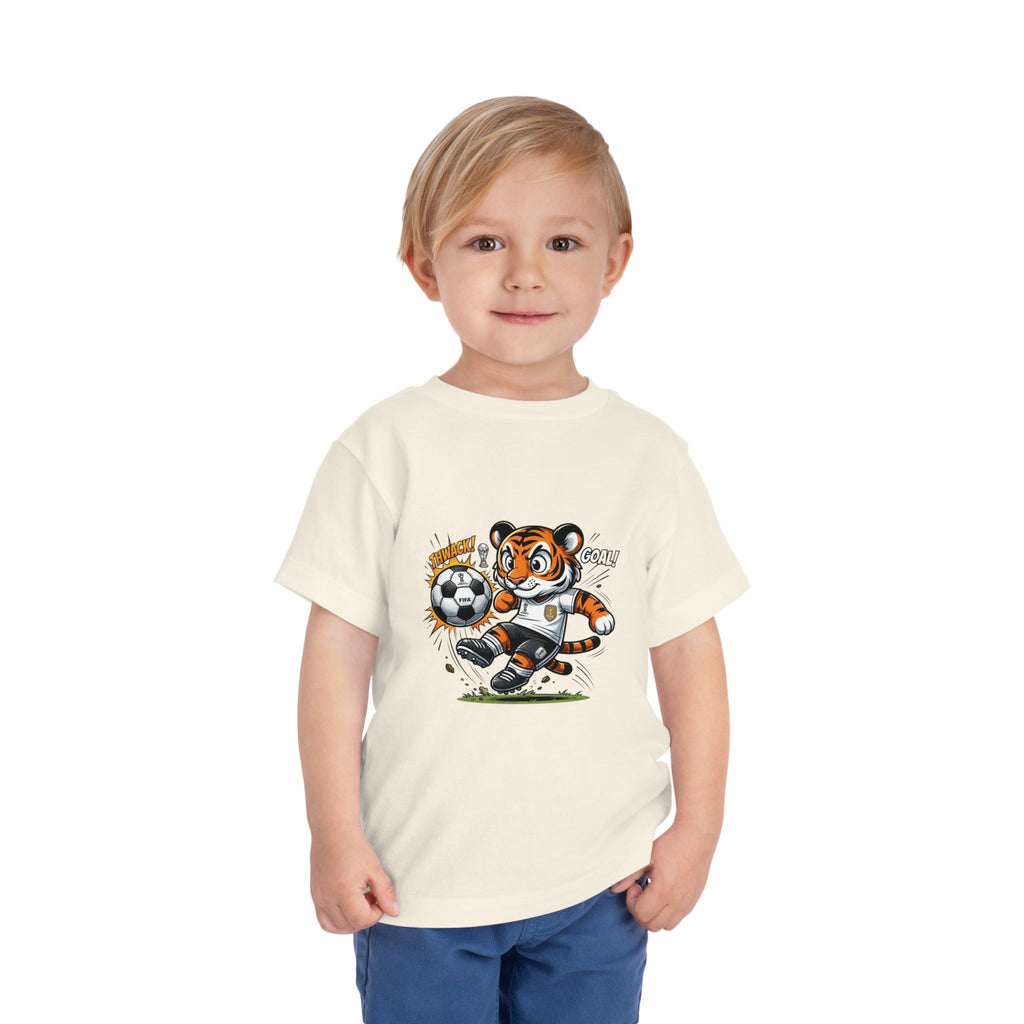 Toddler Soccer Tiger Tee — Cute Kicking Tiger Football Shirt for Kids
