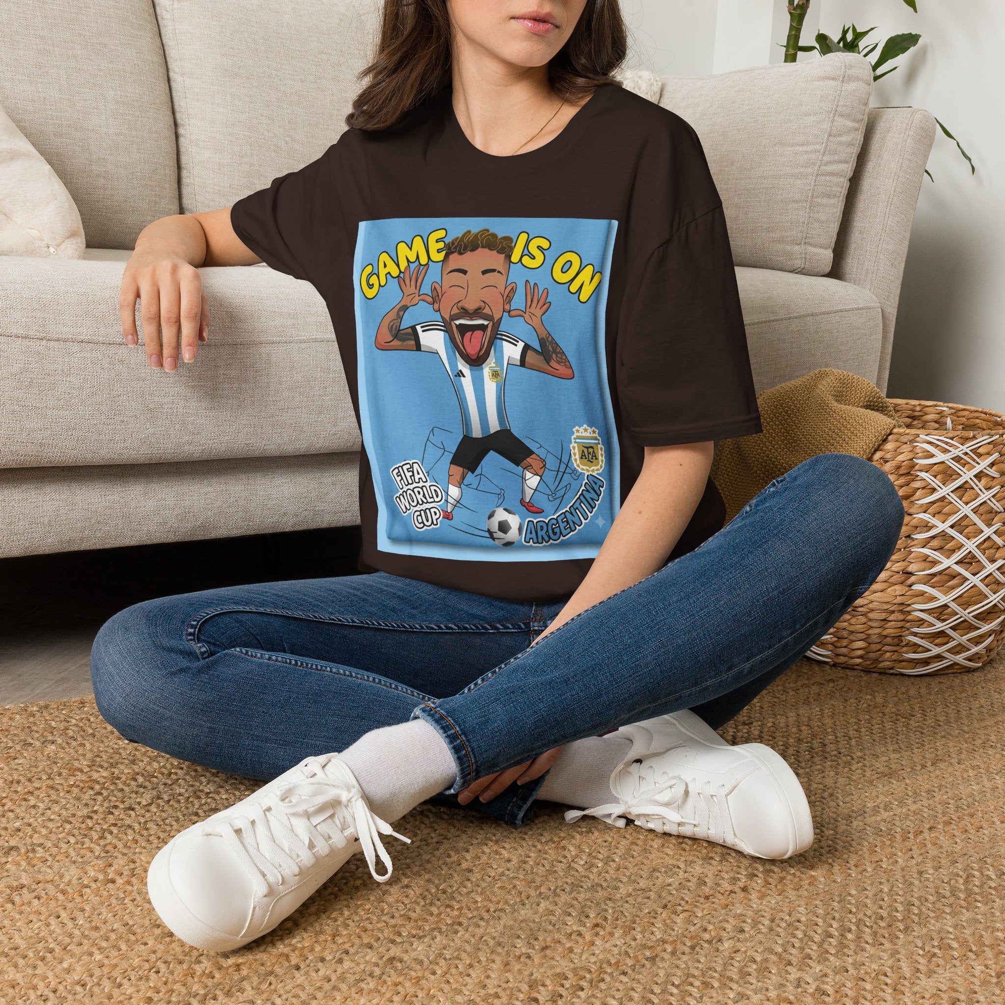 Soccer Fan T-Shirt — "Game Is On" Cartoon Player Graphic