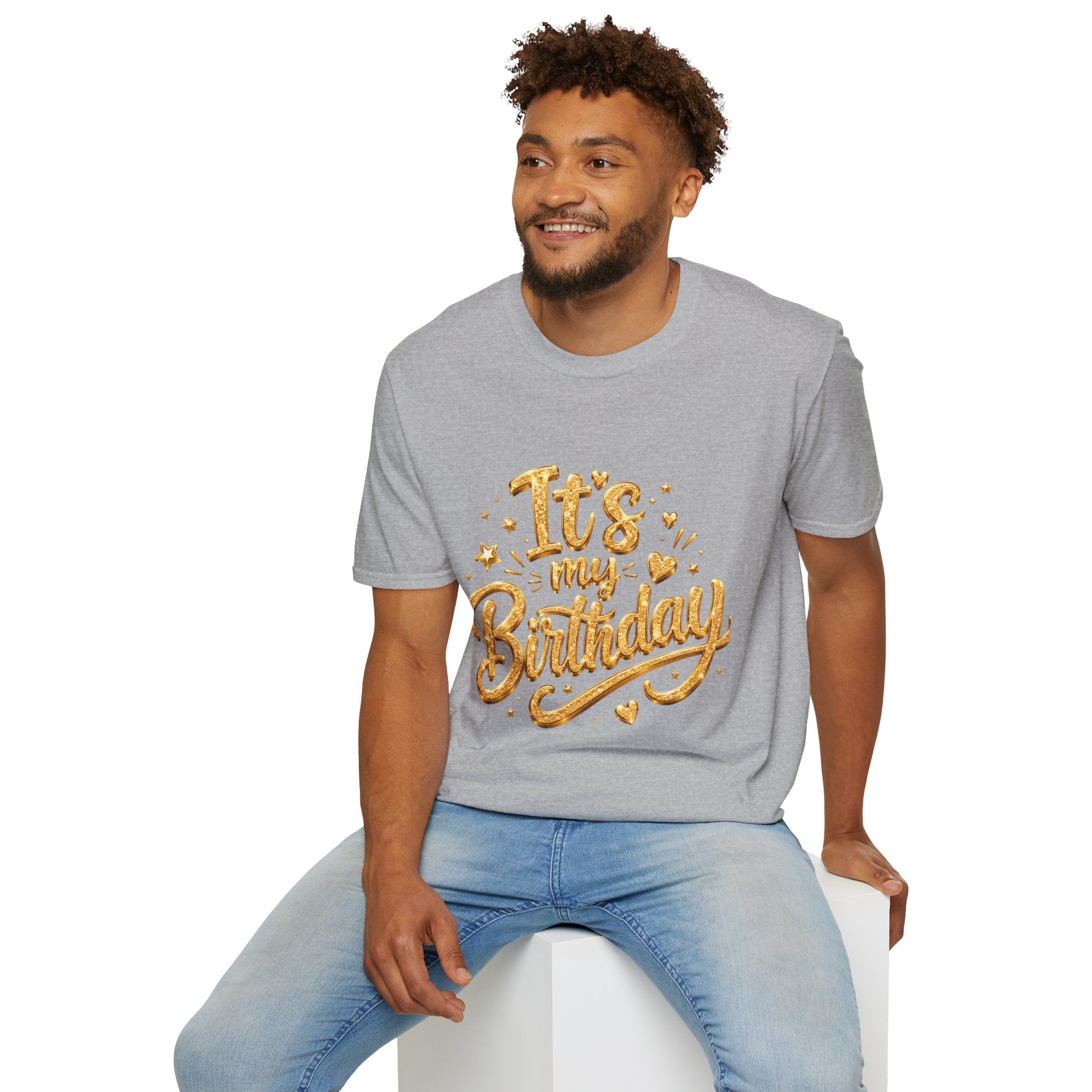 Birthday T-Shirt — "It's My Birthday" Gold Glitter Script Party Tee