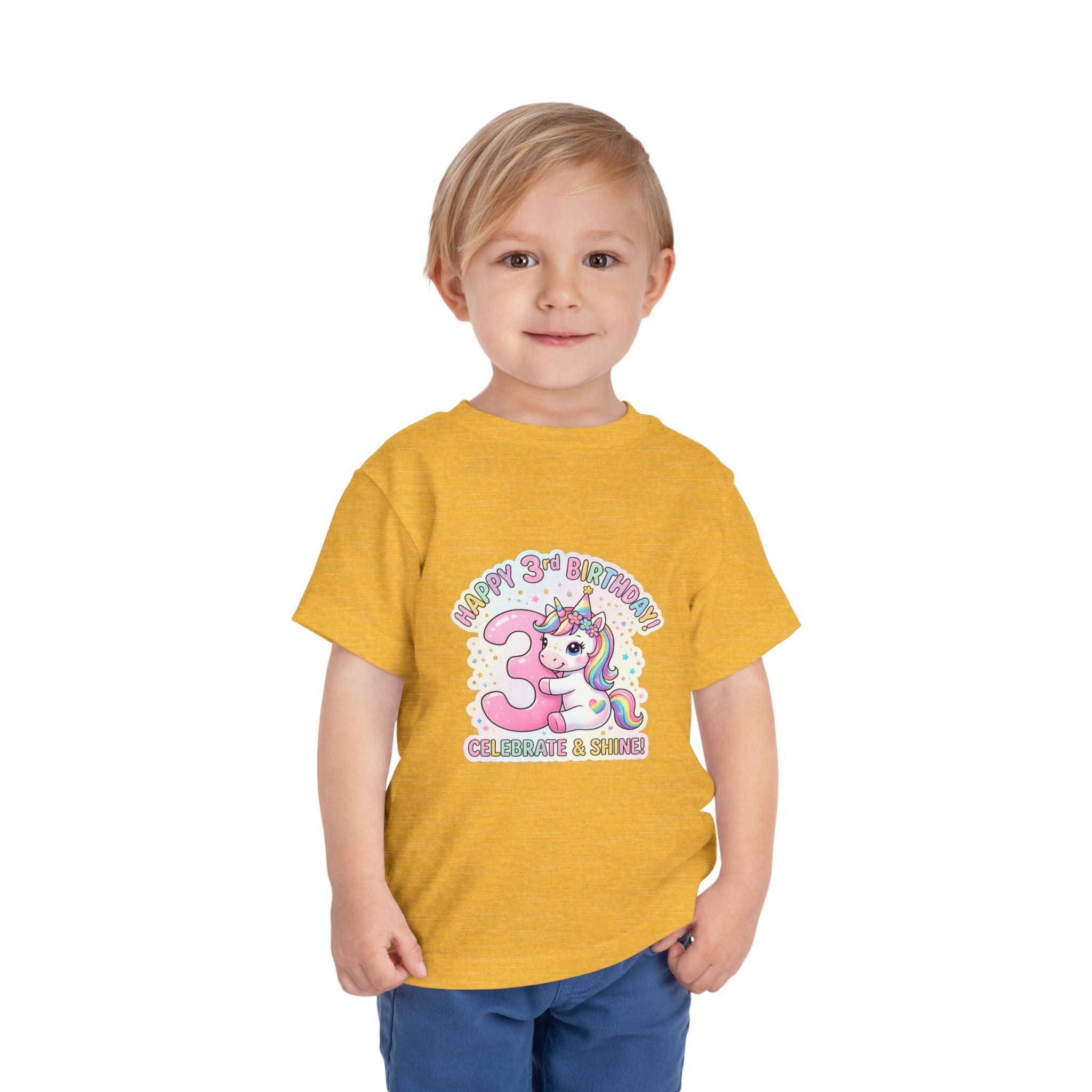 Toddler Unicorn 3rd Birthday Tee — "Happy 3rd Birthday!" Celebrate & Sparkle