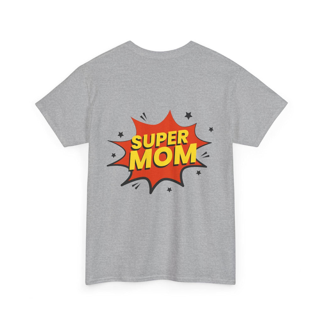 Mom Silhouette Sunset T-Shirt — "Super Mom" Graphic Tee for Mother's Day.