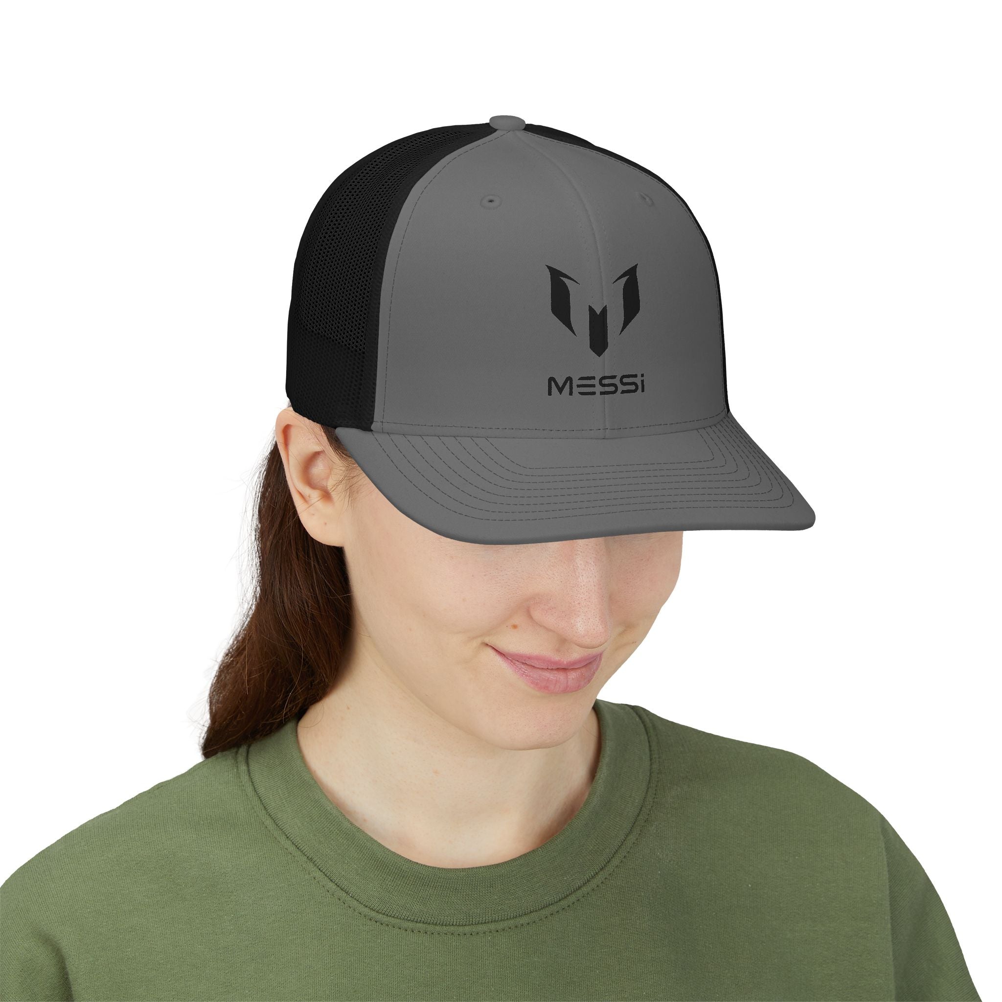 Messi Logo Trucker Cap — White Snapback Hat for Soccer Fans