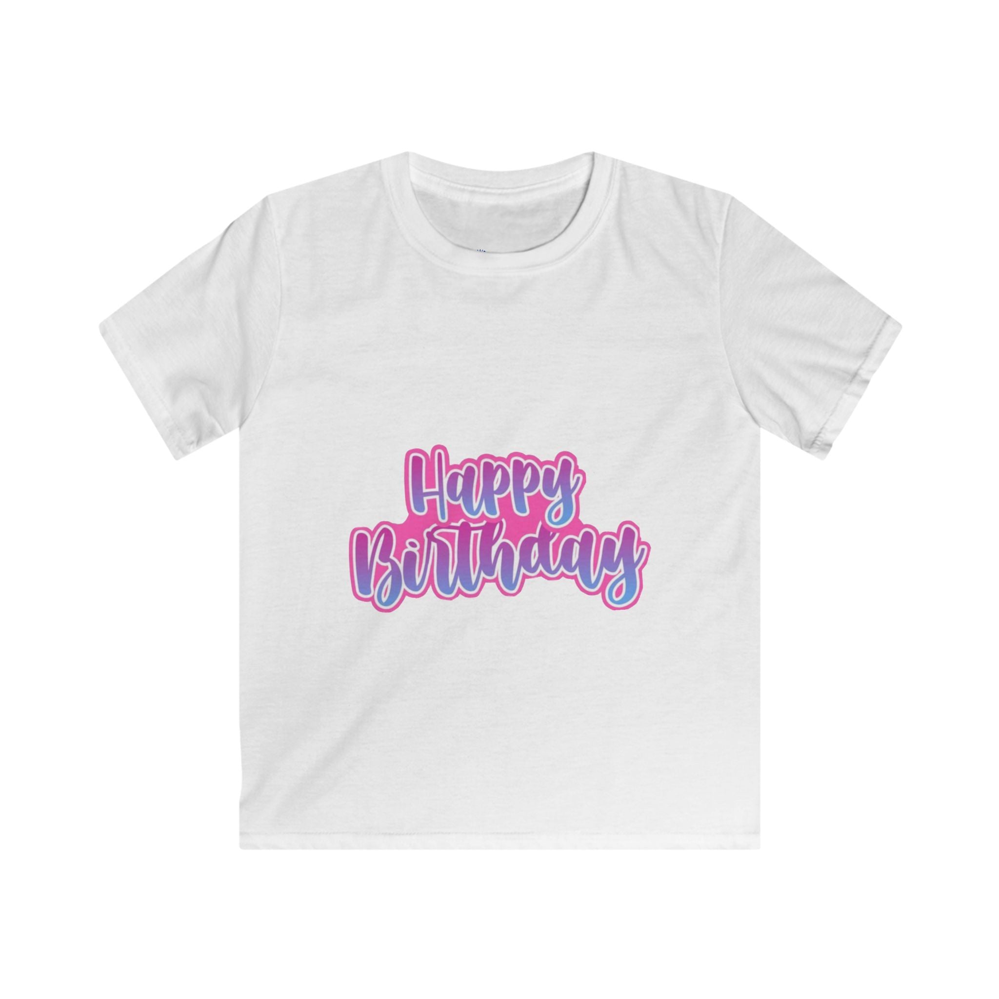 Kids Tee — "Happy Birthday" Pink & Purple Birthday Shirt for Children
