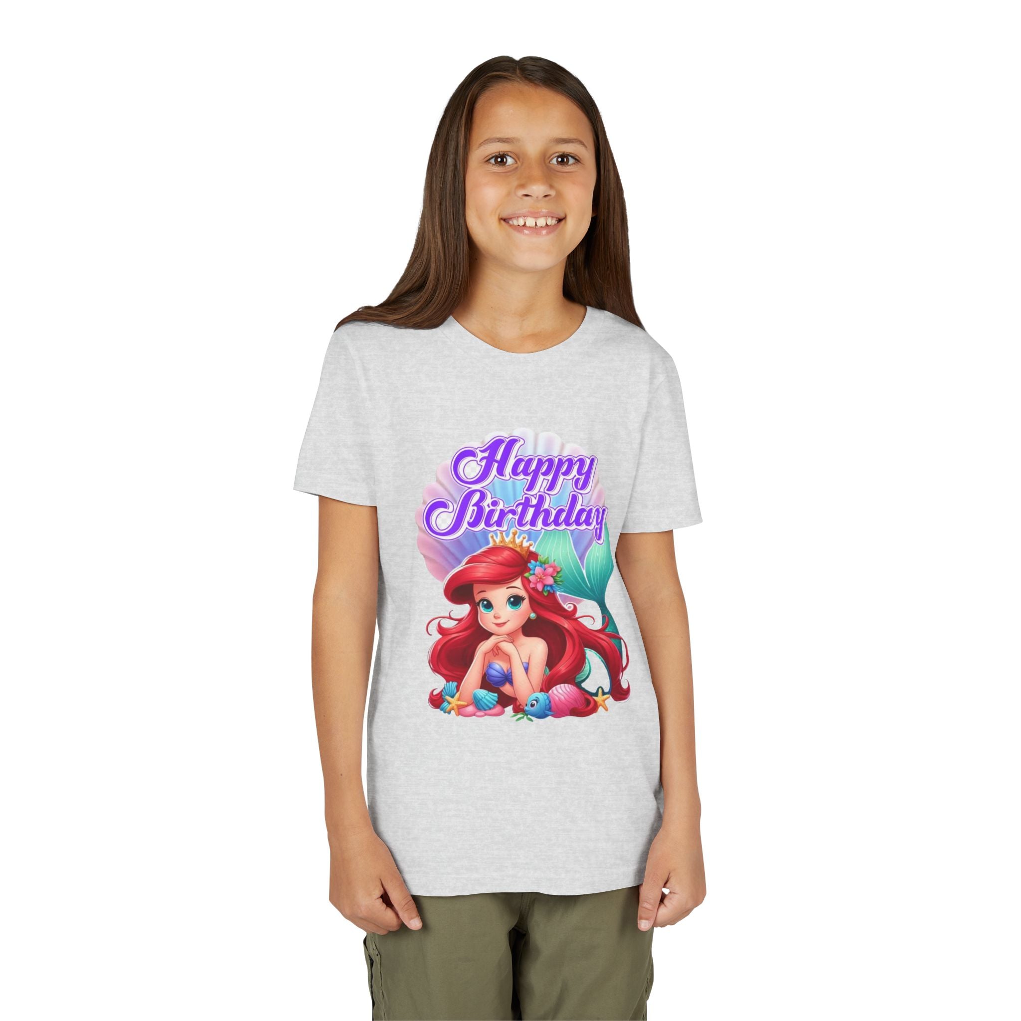 Birthday Youth Tee - Cute Mermaid "Happy Birthday" Graphic