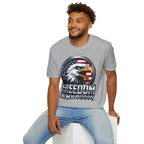 Patriotic Eagle T-Shirt — 'Freedom in My Blood' American Flag Tee design.