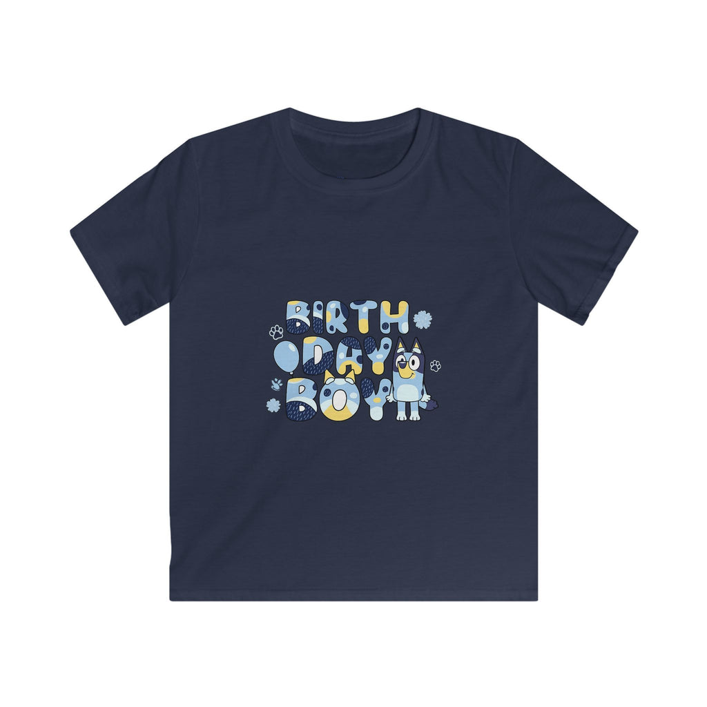 Kids Tee — Cute Blue "Birthday Boy" Bubble Letter Shirt