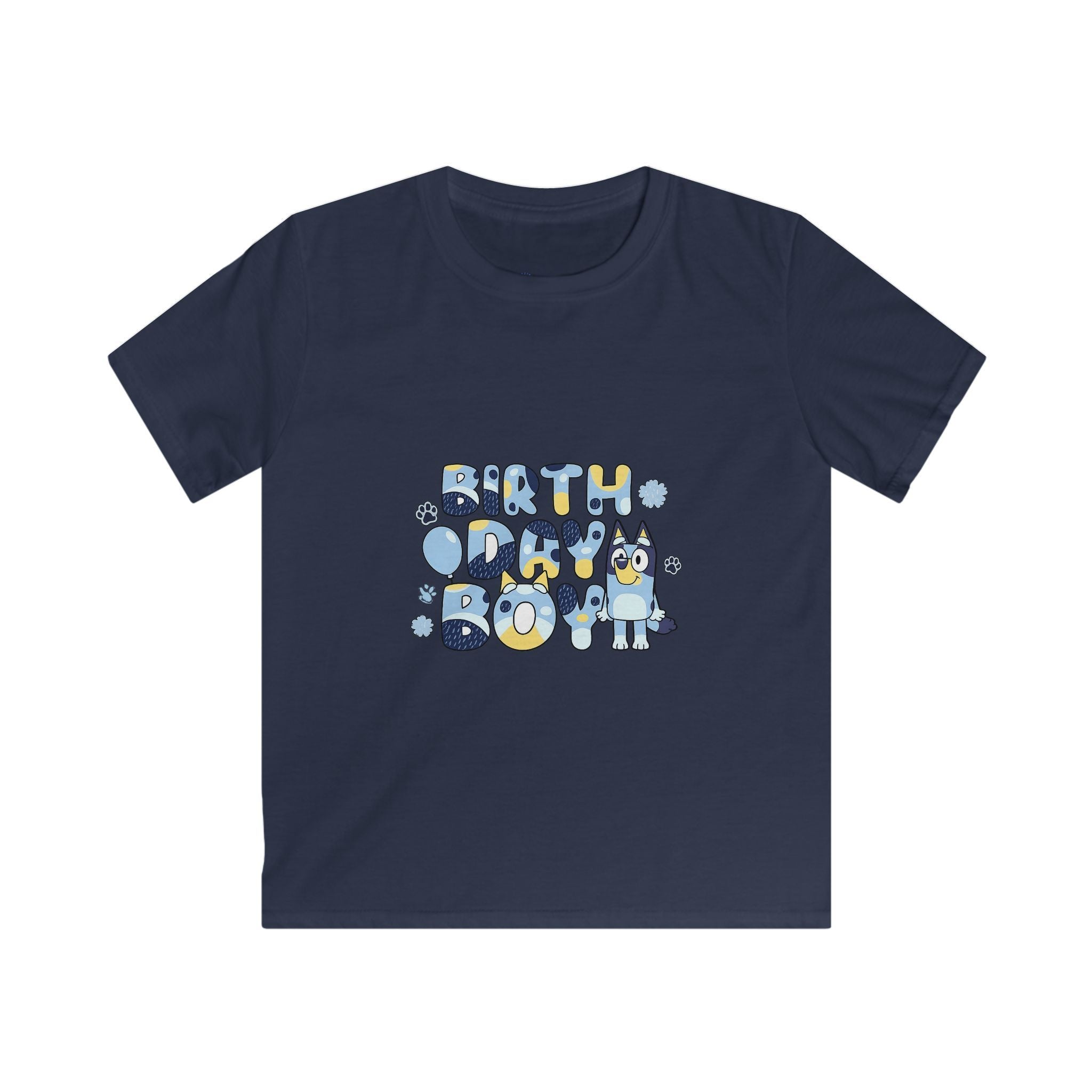 Kids Tee — Cute Blue "Birthday Boy" Bubble Letter Shirt