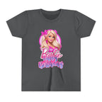 Youth Tee — "Barbie Happy Birthday" Pink Birthday Graphic Shirt
