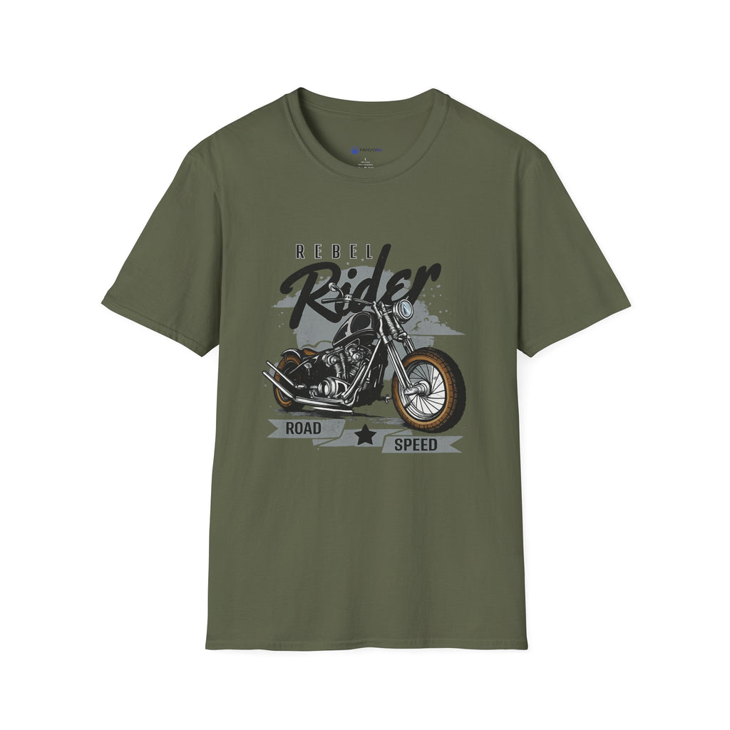Rebel Rider Motorcycle T-Shirt — Vintage Biker Graphic Tee