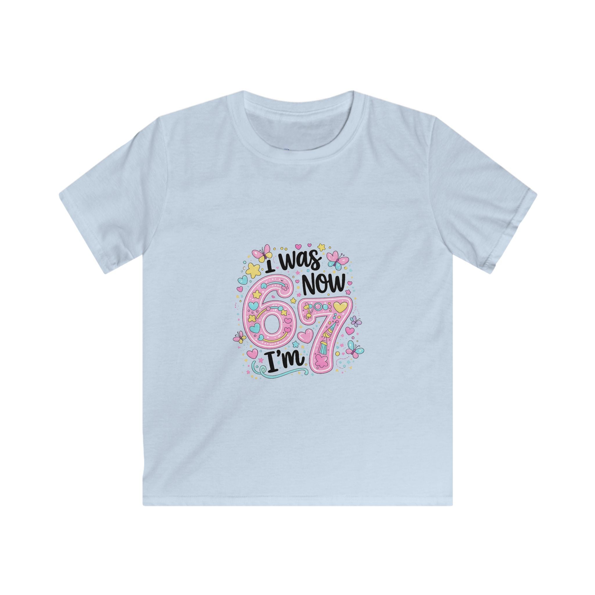 Kids Tee — ‘I Was 6 Now I’m 7’ Birthday Girl Cute Floral Design