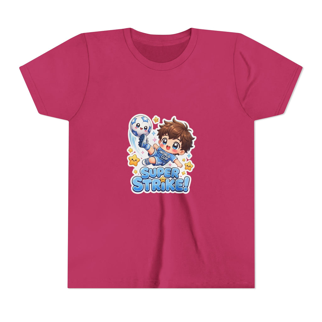 Youth Tee - Cute 'Super Strike!' Soccer Boy Graphic