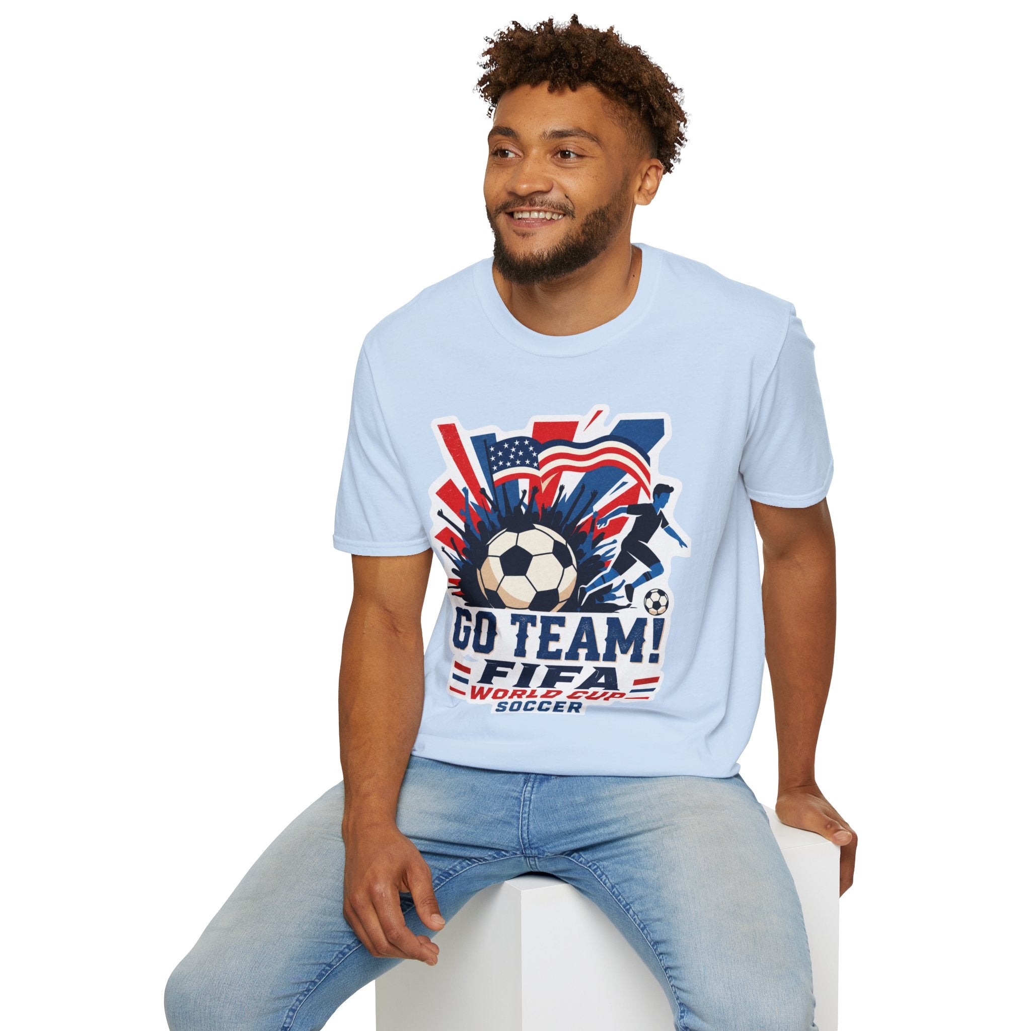 Soccer  Cup T-Shirt – "Go Team! Cup Soccer" USA Flag Design
