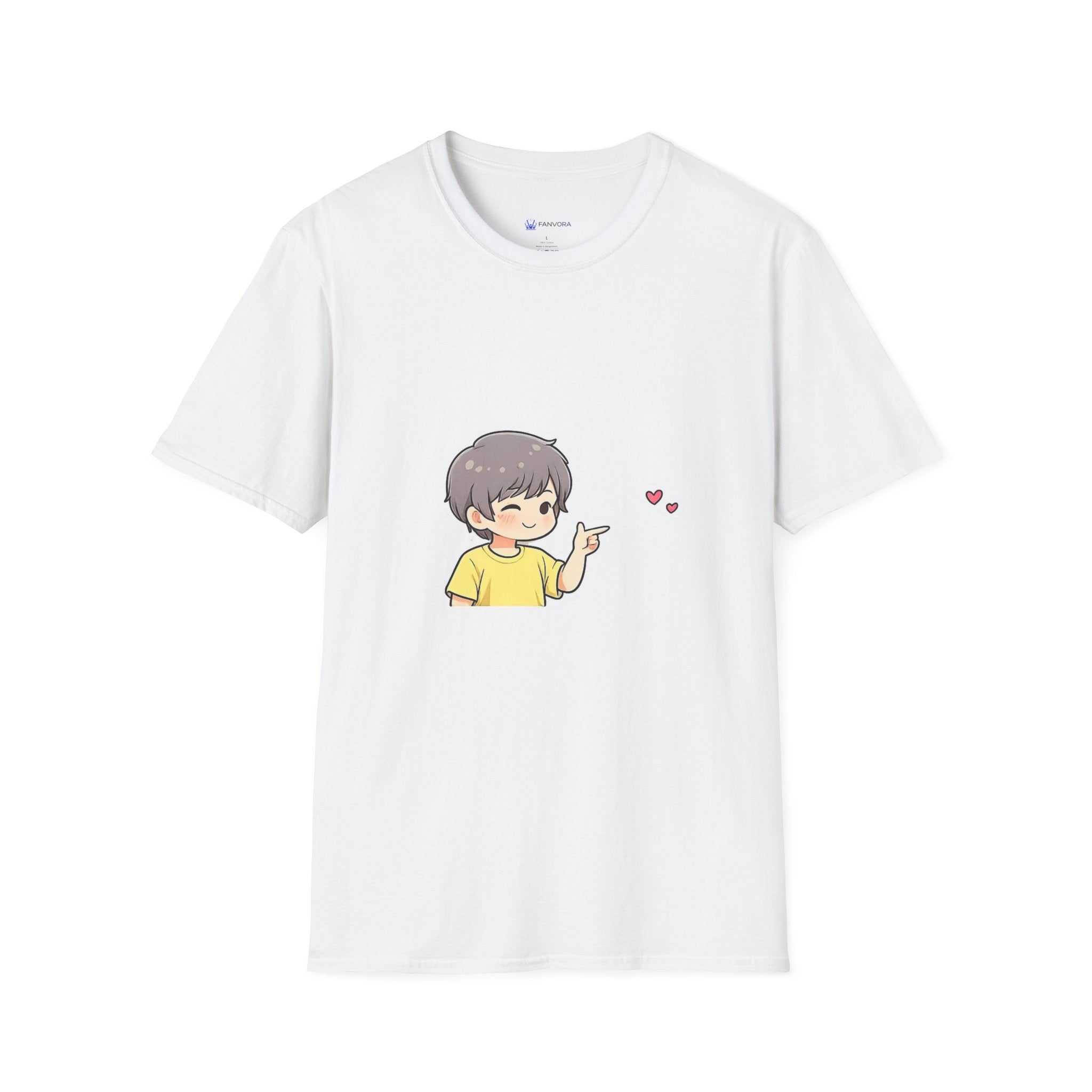 Cute Boy Waving Hearts T-Shirt — Cute Kawaii Cartoon Graphic Tee
