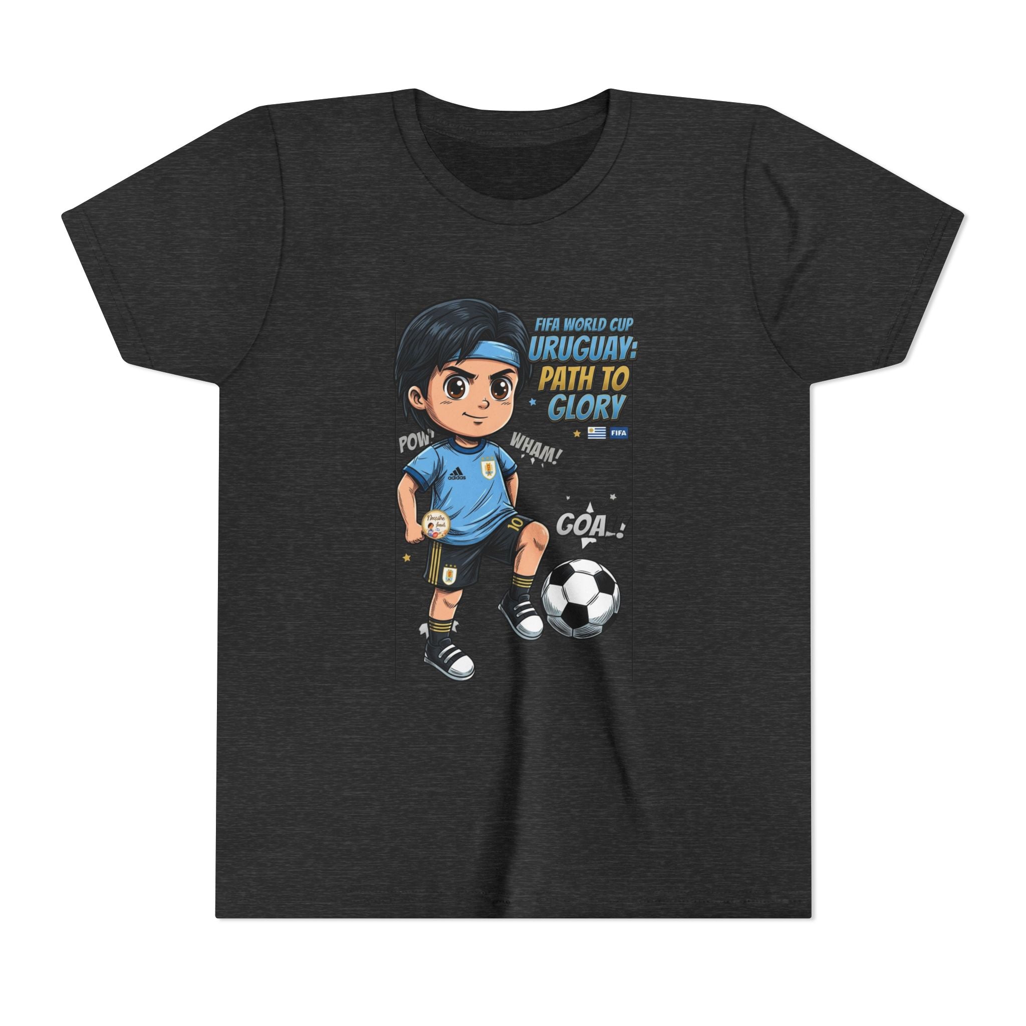 Youth Soccer Tee – Cute Cartoon Player "Ready to Score" Kids Jersey