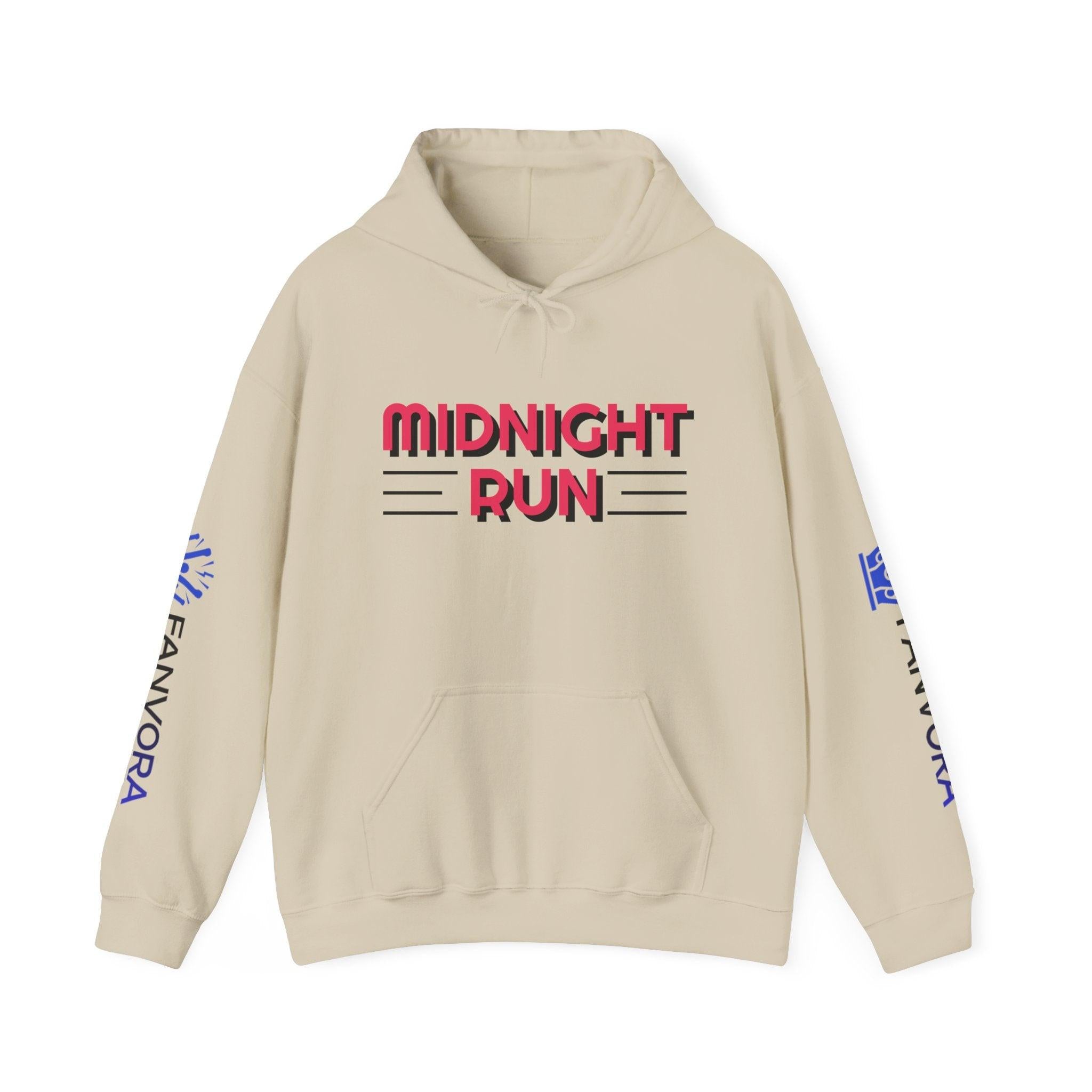 Unisex Midnight Run Hoodie — Retro Palm Beach Graphic Hooded Sweatshirt.